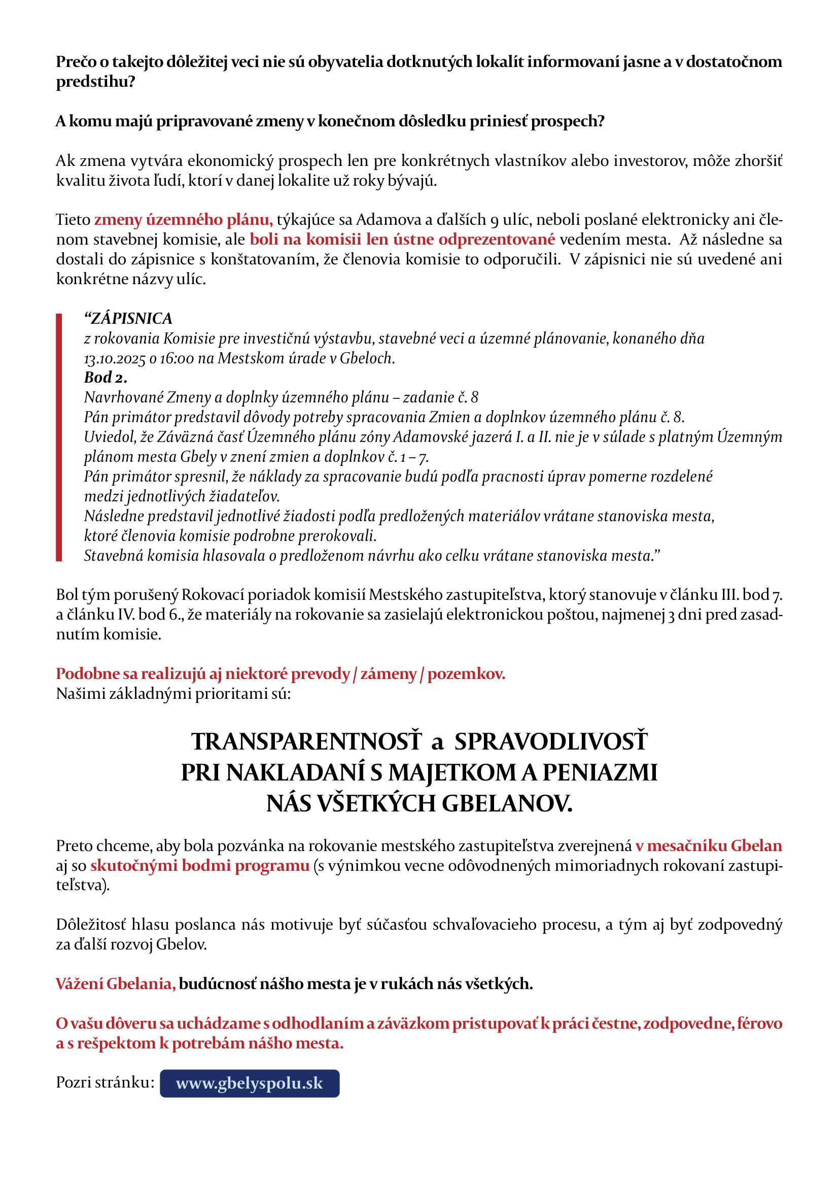 Leták Mesto je živý a veľmi citlivý organizmus, strana 2